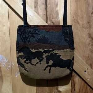 Artistic Tapestry Crossbody Bag with Horse Design